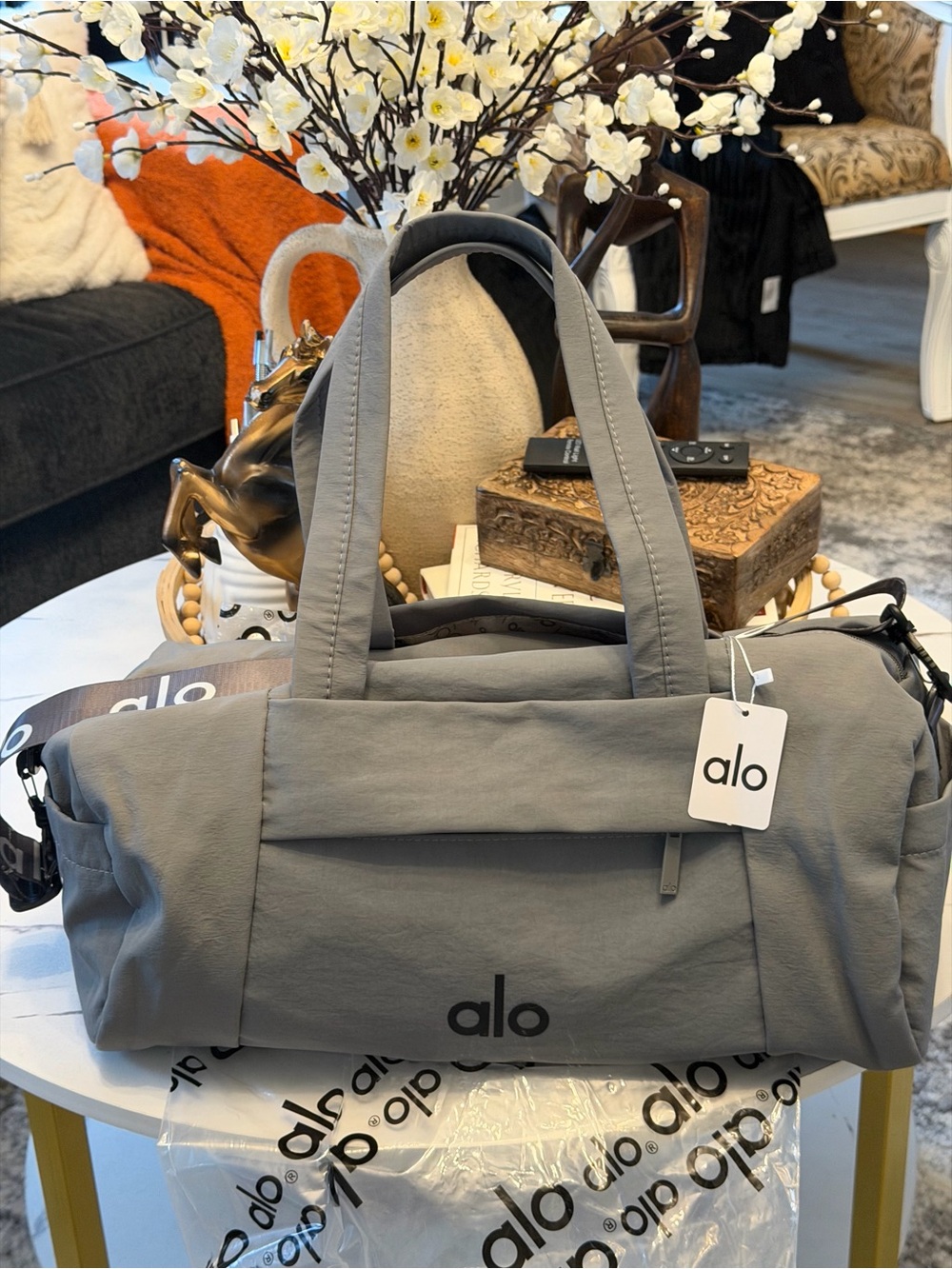 ALO Yoga Taupe Gray Duffel Bag